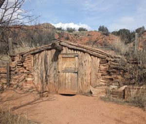 Palo Duro Canyon State Park 3 A wooden dugout cabin alongside the trail