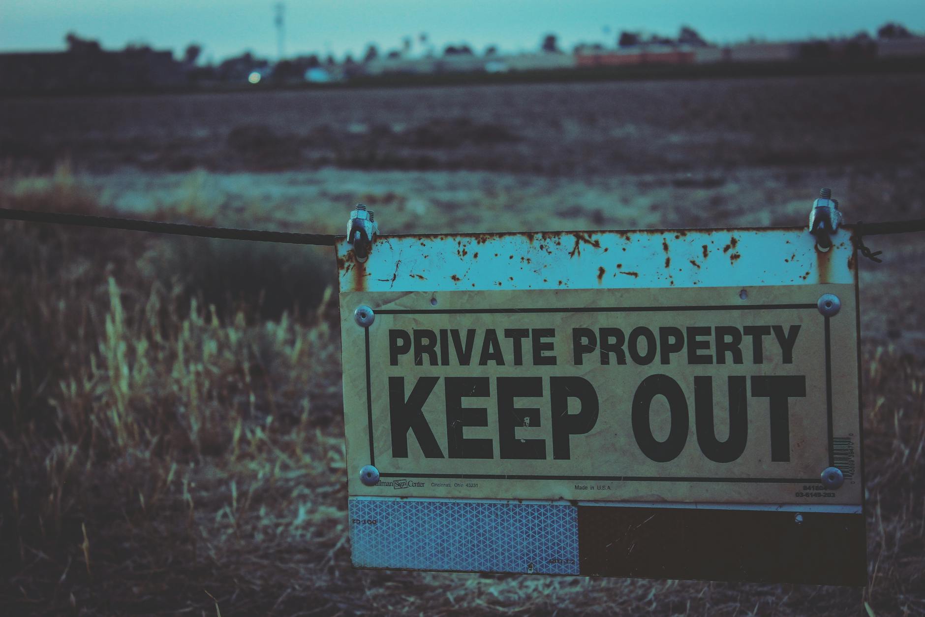 private property keep out signboard